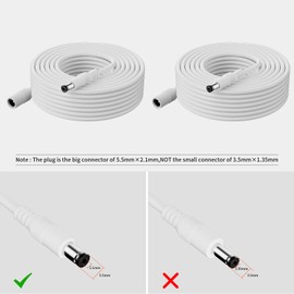 PAUTIX 13ft 2-Pack DC Extension Cord 5.5mm x 2.1mm, 20AWG Universal DC 24V Power Extension Cable for Security Camera, LED Strip, CCTV IP Surveillance, 9V 12Volt Male to Female Plug Supply Adapter