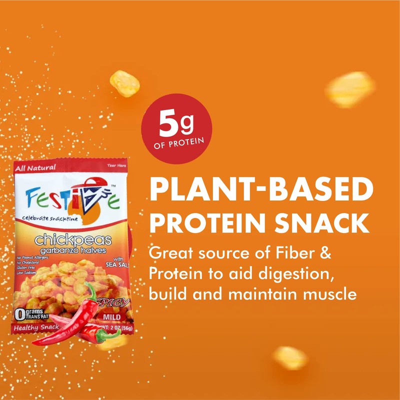 Feel Festive 12 Bags 1-oz Spicy Mild Crunchy Roasted Chickpeas