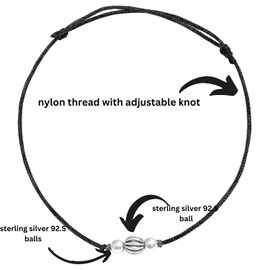 DARSHRAJ Jewellers 925 Sterling Silver Chandi Moving Ball Thread Based Anklet Best Pack Of 1 Extra Large Black