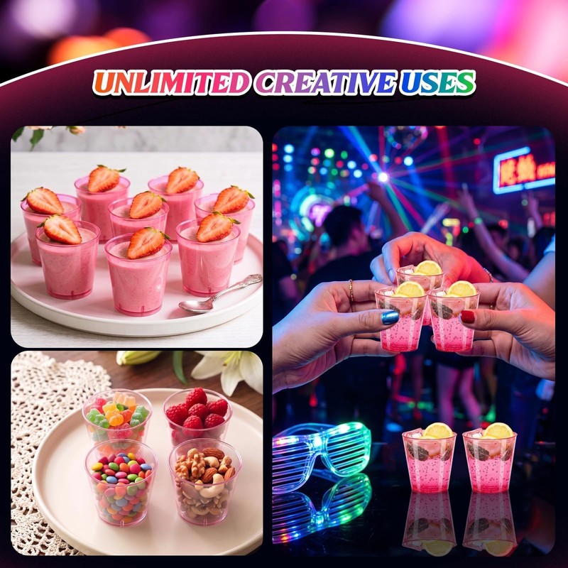 50 Pack 1oz Neon Plastic Shot Cups - Vibrant Party