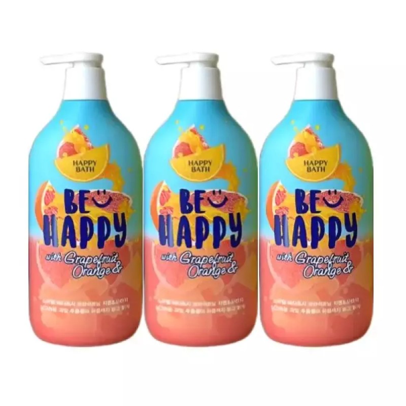 Happy Bath 해피바스 스마일 바디워시 브라이트닝 자몽오렌지 900g 3개 Happybath