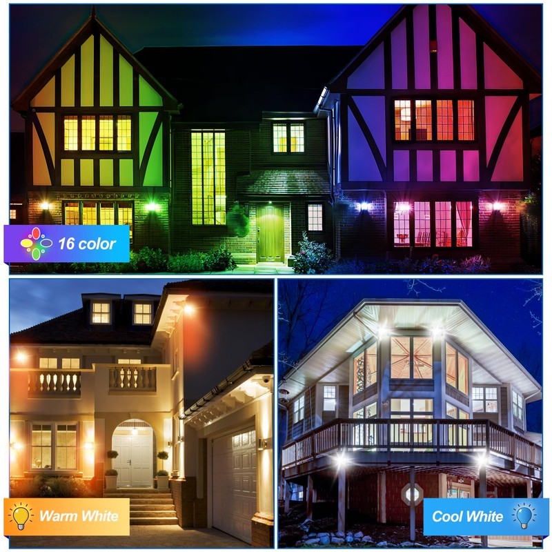 Jaxguom RGB LED Outdoor Spotlight, 2 x 30 W with