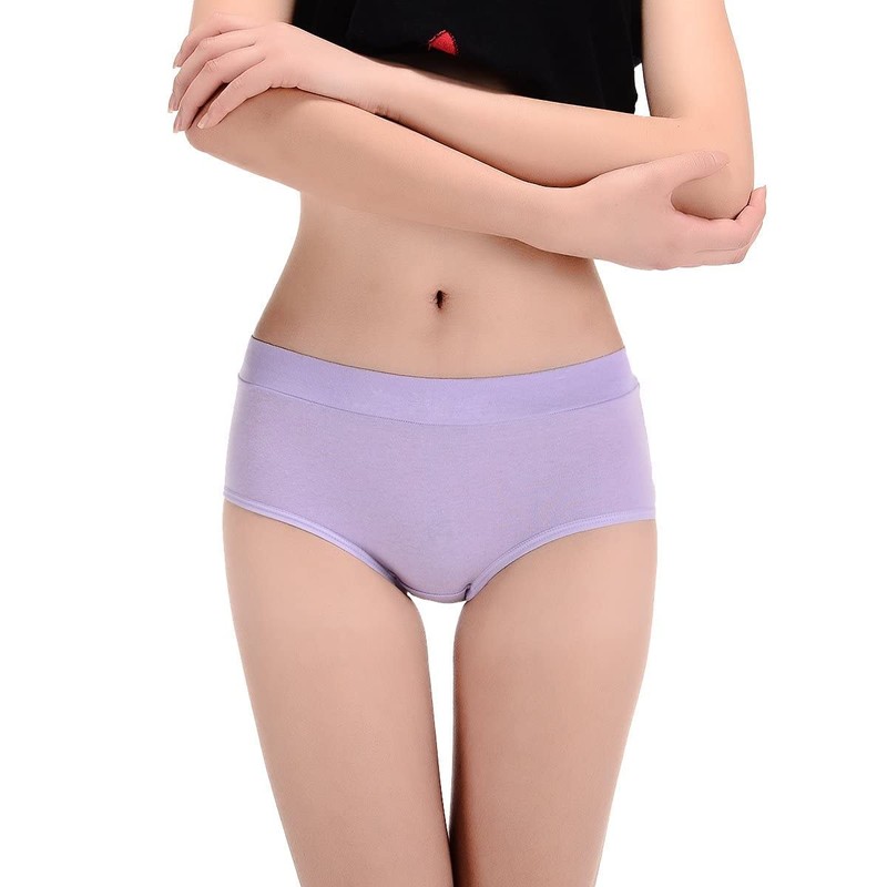 Buankoxy Women's 8 Pack Mid-Rise Stretch Cotton Panties(8 Assorted Colors,AU