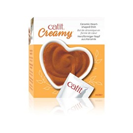 Catit Creamy Ceramic Heart Dish, Cat Treat Feeding Dish