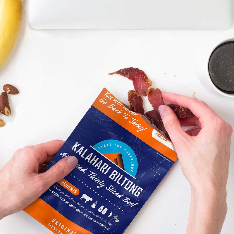 Original Kalahari Biltong, Air-Dried Thinly Sliced Beef, 2oz (Pack of