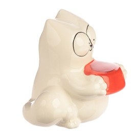 Puckator Simon's Cat Ceramic Money Box with Rubber Stopper, Funny Small Money Box as Decorative Figure, Piggy Bank Replacement or Money Gift Packaging, Dimensions: 11.5 x 10.5 x 10.5 cm