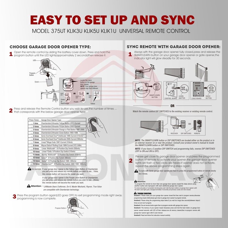 3 for LiftMaster Garage Door Opener Remote, 375UT, 375LM, 380UT,