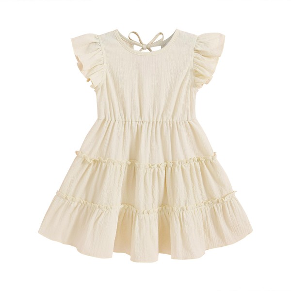 YOUNGER TREE Toddler Dress Baby Girl Summer Clothes Ruffle Sleeve