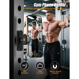 Gym Magnetic Phone Holder【Strong Magnets】- 360 Adjustable Magnetic Phone Mount, Installable Tripod and Fill Light, Phone Holder Gym Accessories for Men Women Compatible with All Smartphones 4.7-7"