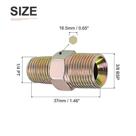DTGN 3/8 BSP x 1/4 PT Male Reducing Pipe Fitting - 4Pack - Good for Pipe Connection - Carbon Steel Hex Nipple Connectors - Copper