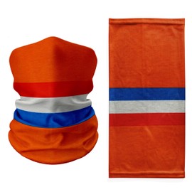 Tigoli Netherlands, Holland Multi-Functional Neck Gaiter – Red, Blue & Gray Stripe – Lightweight Face Cover, Bandana, Headwrap, Balaclava for Sports, Outdoors, Cycling & Fashion