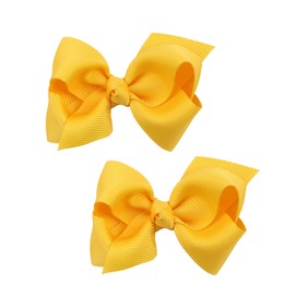 Koolgil Baby Girl's 2Pcs Cute 3 Inch Pure Color Bow-knot Hair Clip for Photography Travel Daily Life (Yellow)