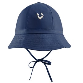 BOYSSPAA Smile Face Baby Sun Hat UPF 40+ UV Protection Kids Bucket Hat Summer Toddler Sun Hat 1-2 Years for Kids Babies Newborn Outdoor NavyBlue