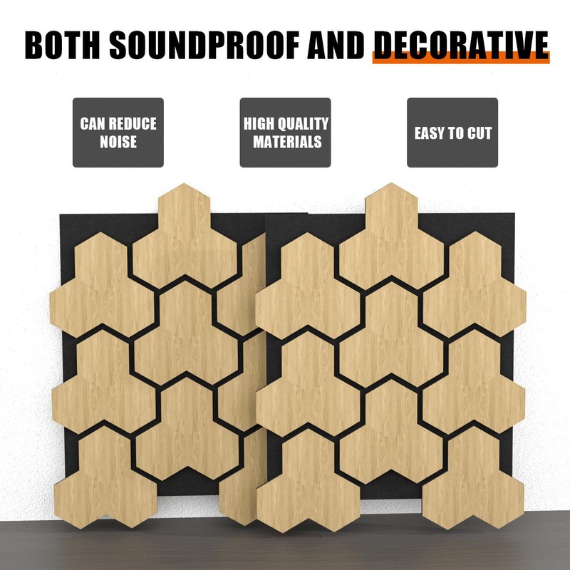 4 PCS Sound Absorbing Panels, Wood Soundproof Wall Panels, Decorative