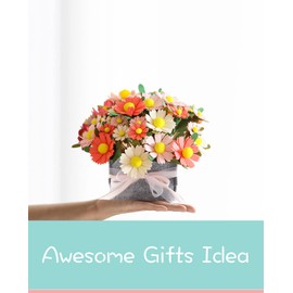 BAZIMA DIY Felt Flower Art Craft Kit,DIY Felt Daisy Bouquet Kit, Floral Gifts,Beginner Craft Kit,Arrange Pre-Cut Felt Flowers and Foliage (Multicolored)