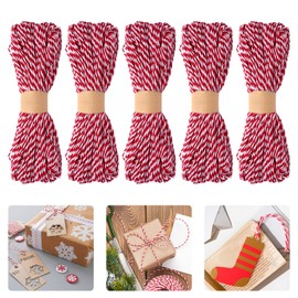 Flintronic 250 m Red and White Cotton Cord, 100% Cotton Bakers Twine, Craft Cord, Ideal for Baking, DIY Crafts, Christmas Decoration, Gifts Wrapping