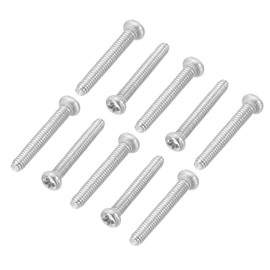 PATIKIL 60pcs M2-0.4 x 16mm 304 Stainless Steel 18-8 Full Thread Pan Head Machine Cross Hole Drive Screw