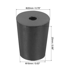 sourcing map Rubber Tapered Plug 16mm to 20mm Solid Test Tubes Bungs Stopper with Hole Black for Lab Home 8 Pieces