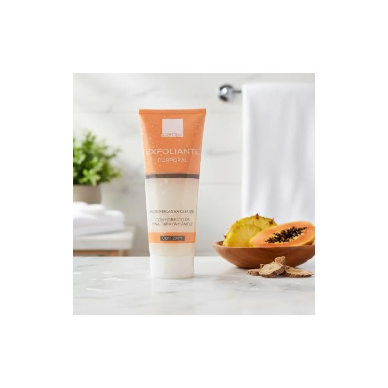 Gel exfoliante corporal micro perlas con extractos orgánicos naturales