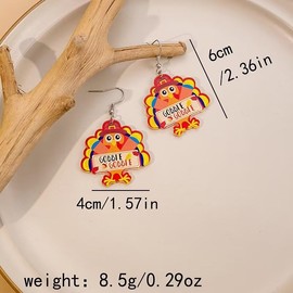 Fall Earrings for Women Thanksgiving Maple Leaf Earrings Pumpkin Earrings Turkey Earrings Crystal Autumn Earring Thanksgiving Jewelry Gifts