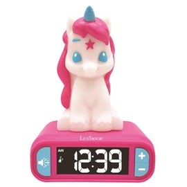 LEXiBOOK - Unicorn Digital Alarm Clock for Kids with Night Light, Snooze and Unicorn Sound Effects, Childrens Clock, Luminous Unicorn, Pink Colour - RL800UNI