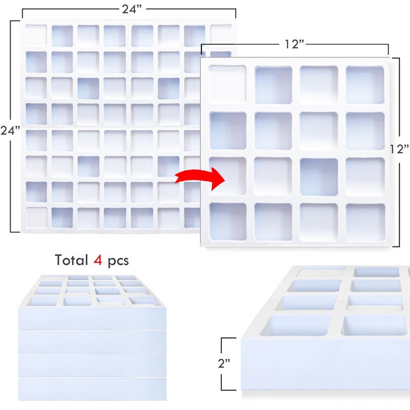 Foroomaco 4pcs EVA Acoustic Diffusers 12"x12"x2" (Total 24"x24"x2"), Waffle Style