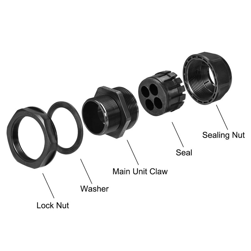 uxcell M40 Cable Gland 4 Holes Waterproof IP68 Nylon Joint