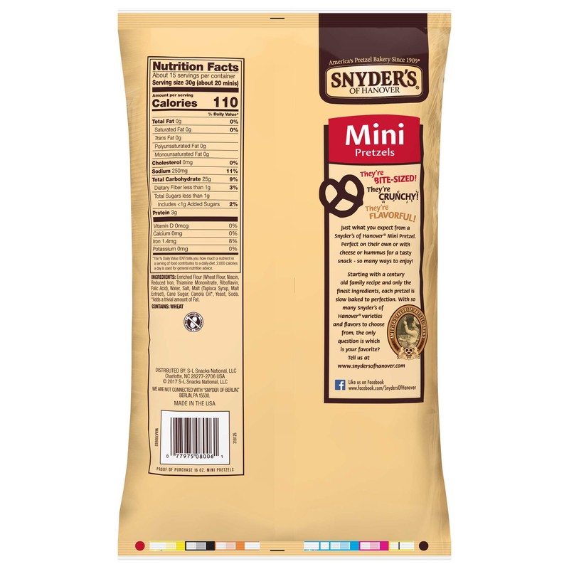 Snyder's Mini Pretzels 16oz (Bag of 4)
