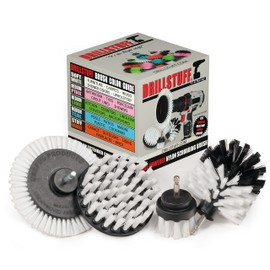 Drillstuff Juego de accesorios de cepillo para polvo de taladro – cepillo para polvo de taladro suave – cepillo para polvo de fijación de taladro eléctrico – Kit de limpieza de coche – Limpiador de piso de limpieza de alfombras – cepillo para polvo de ru