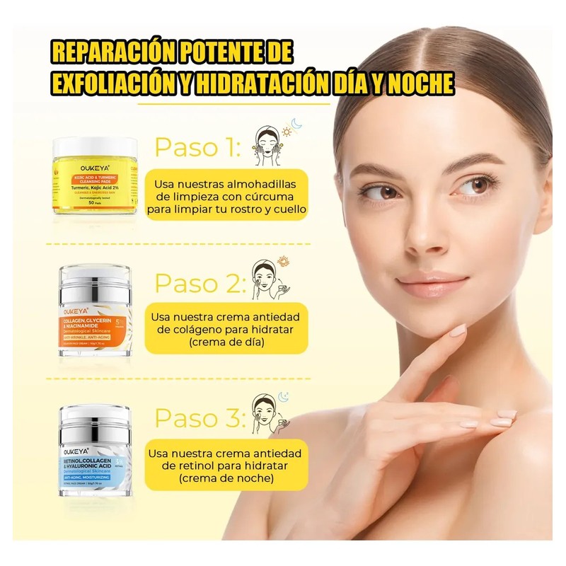 Aclarante Manchas Poros Acné Grasa Pads Cúrcuma Kójico 50pz