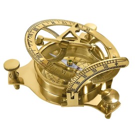 THORINSTRUMENTS (with device) 5" Real Simple A Handtooled Handcrafted Brass Sundial Compass