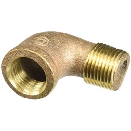 Anderson Metals 38116-08A 38116 Red Brass Pipe Fitting, 90 Degree Street Elbow, 1/2" Female x 1/2" Male