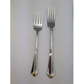 Oneida Golden Juilliard 18/8 Stainless+24k Gold Flatware Heirloom 5 Pc USA Made