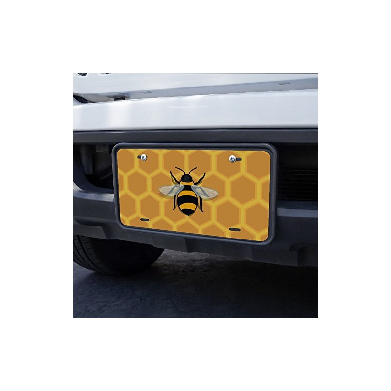 GRAPHICS & MORE Bee on Honeycomb Novelty Metal Vanity Tag