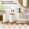 Set 4 Baño Dispensador, Jabonera, Porta Cepillos, Vaso Blanco