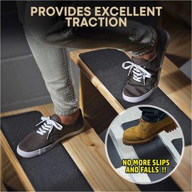 Grip Tape 6” X 24” (10-Pack) - Stair Treads for Stairs, Anti Slip Tape for Indoor and Outdoor, Non Skid Treads for Wooden Steps, Concrete Steps, Etc. (Works on All Surfaces & Weather)