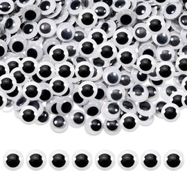 TOAOB 150pcs 12mm Plastic Wiggle Googly Eyes Self Adhesive Black Round Sticker Eyes DIY Arts Crafts Scrapbooking Accessories