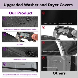 420D Heavy Duty Waterproof Washer & Dryer Cover with Easy-Install Zipper, Universal Fit for Top-Loading and Front-Loading Washing Machines 2 Pcs