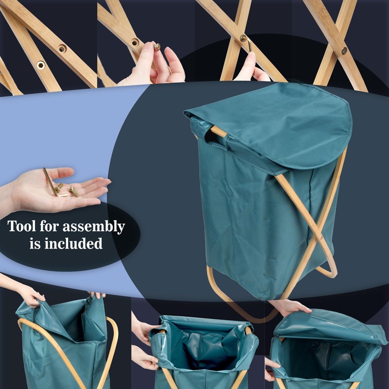 Foldable Bamboo Laundry Hamper with Lid - Decor Essentials for