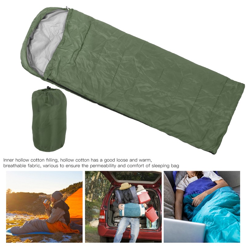 Adult Outdoor Envelope Sleeping Bag with Hood Waterproof for Camping