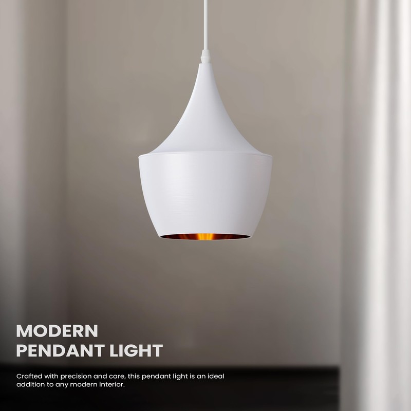 LEDSone Industrial Pendant Light, White Contemporary Hanging Light E27 Lamp