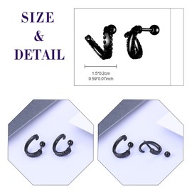 feilok Octopus tentacles Hoop Earrings for Women Men Stainless Steel Studs Piercing Huggie Hoops Cartilage Helix black