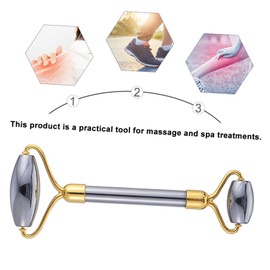 Minkissy 2pcs Double-head Jade Roller Facial Massager for Skin Care Natural Stone Roller for Head Face