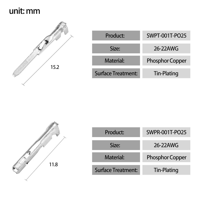 MUYI 5 Kits 6 Pin Way JST Waterproof Connector 26-22