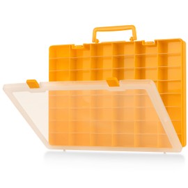 MYMOON HOME Plastic Toy Storage Case Compatible with Mini Brands Collector Toys, miniverse Shopkins, Real Littles, and LOL Surprise Collectible Compartments for Miniatures, Travel Friendly (Orange)