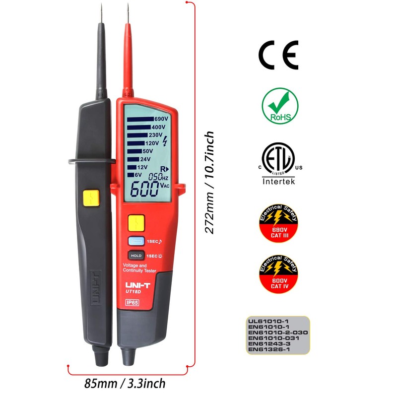 UNI-T UT18D Voltage Tester and Continuity Tester Waterproof Voltage Tester