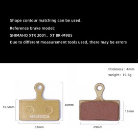 2 Pairs Bike Brake Pads Compatible with Shimano M615 M666 M675 M785 M960 M985 M988,Copper Based Metal Disc Brake Pads