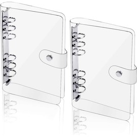 2 Pack A5 6 Ring Soft Cover Binder with Snap Button, Transparent PVC Notebook Cover for Journal Sleeves (23.3 * 18cm)