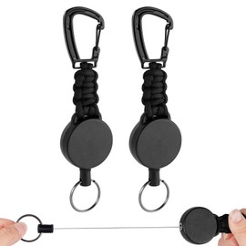 Vicloon Retractable Badge Reel, 2Pcs Heavy Duty Carabiner Keychain Reel Clips Extendable Key Chain with Steel Retractable Cord and Paracord for ID Card Holder