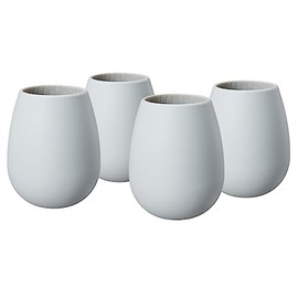 Unbreakable Silicone Stemless Wine Glassware | Set of 4 | Reusable & Shatterproof Tumbler Drinkware for Wine, Water, Cocktails, Champagne Glass for Parties, Camping, Beaches, Boats - (Light Grey)